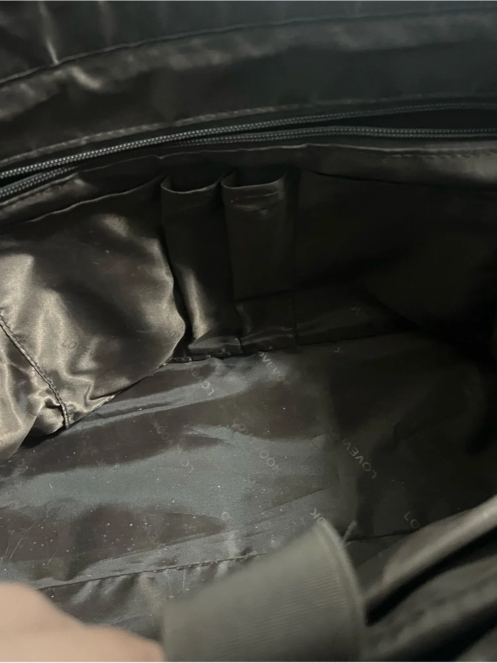 Black Leather Laptop Tote with Detachable Strap